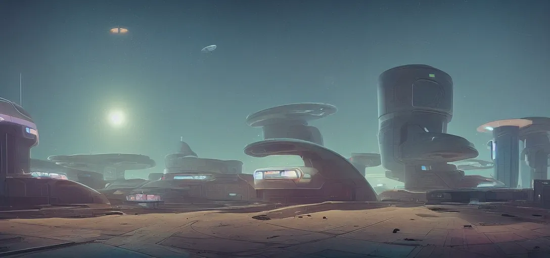 Image similar to futuristic abandoned spaceport, sci - fi, digital art by beeple and simon stalenhag