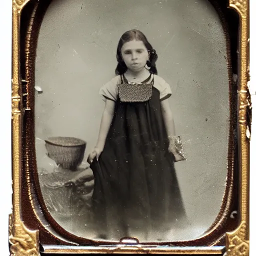 Image similar to tintype photo, girl with star fish, bottom of the ocean