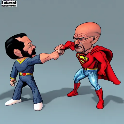 Prompt: Walter white punching superman in the face, while rendered in 3D