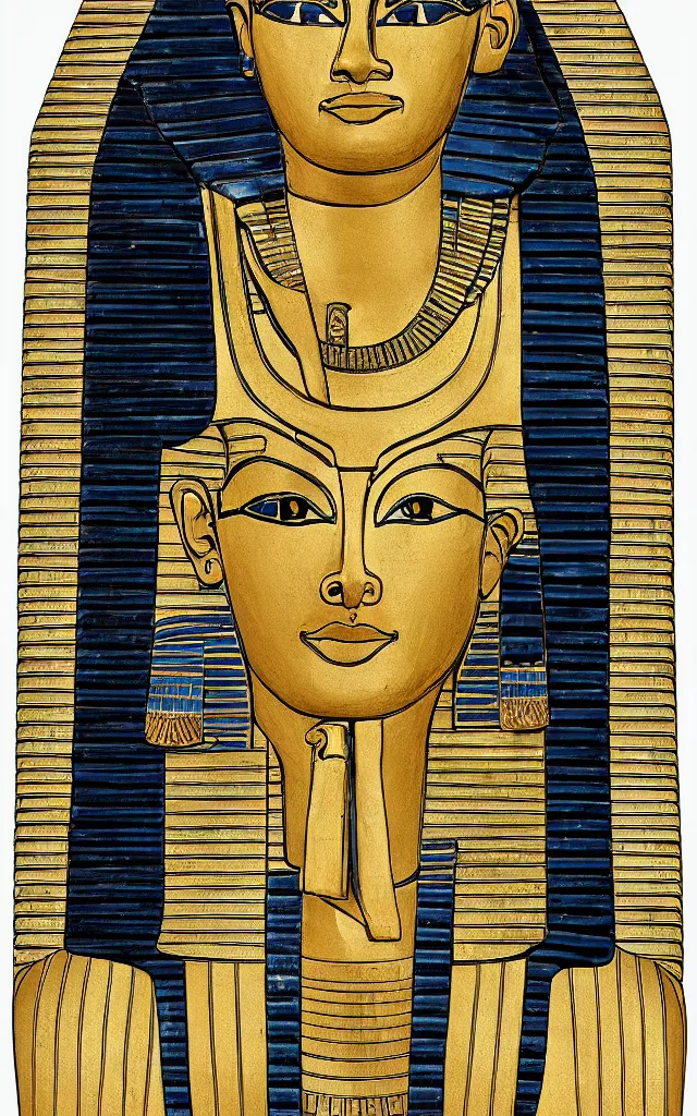 Prompt: egyptian king with crown, perfect symmetrical face, portrait