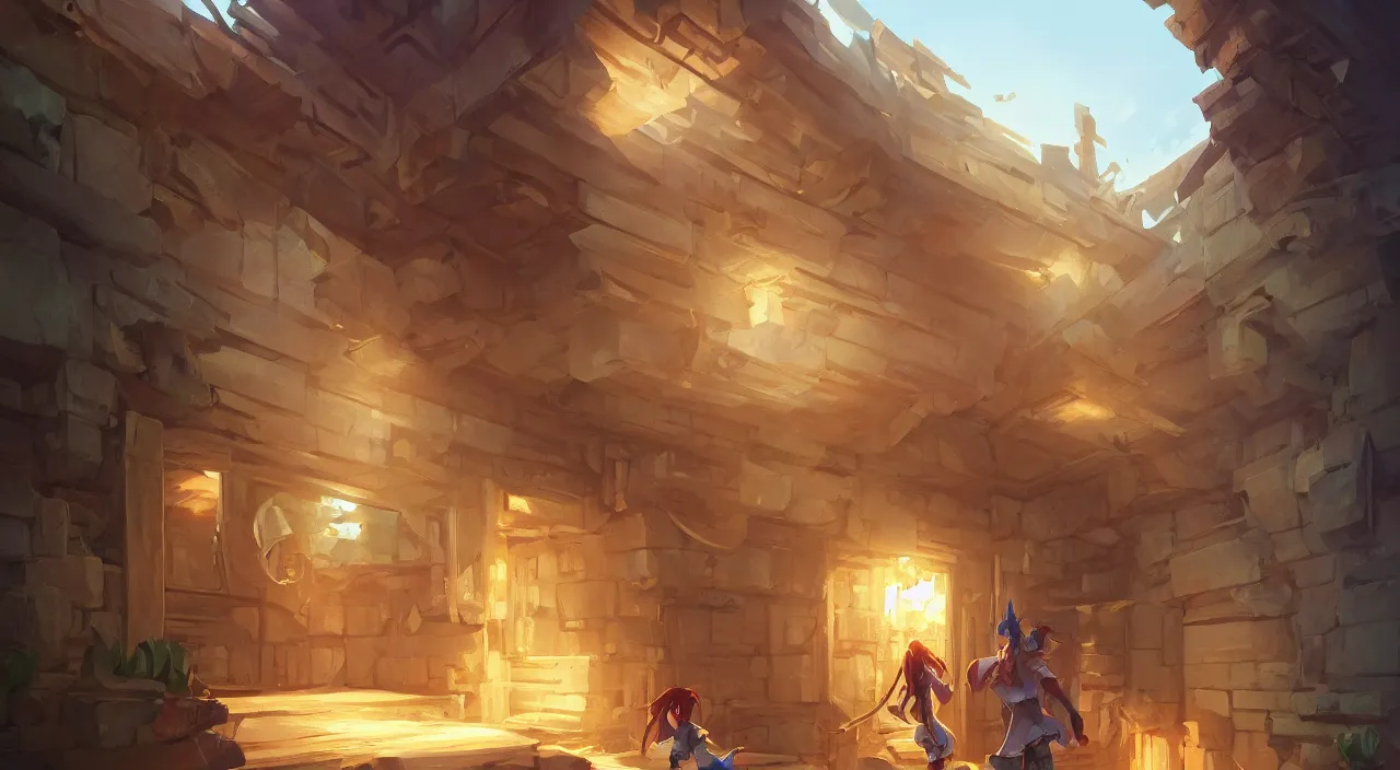 Image similar to open door wood wall fortress greeble block amazon jungle heartstone global illumination ray tracing hdr official fanart behance hd artstation by jesper ejsing, by rhads, makoto shinkai and lois van baarle, ilya kuvshinov, rossdraws