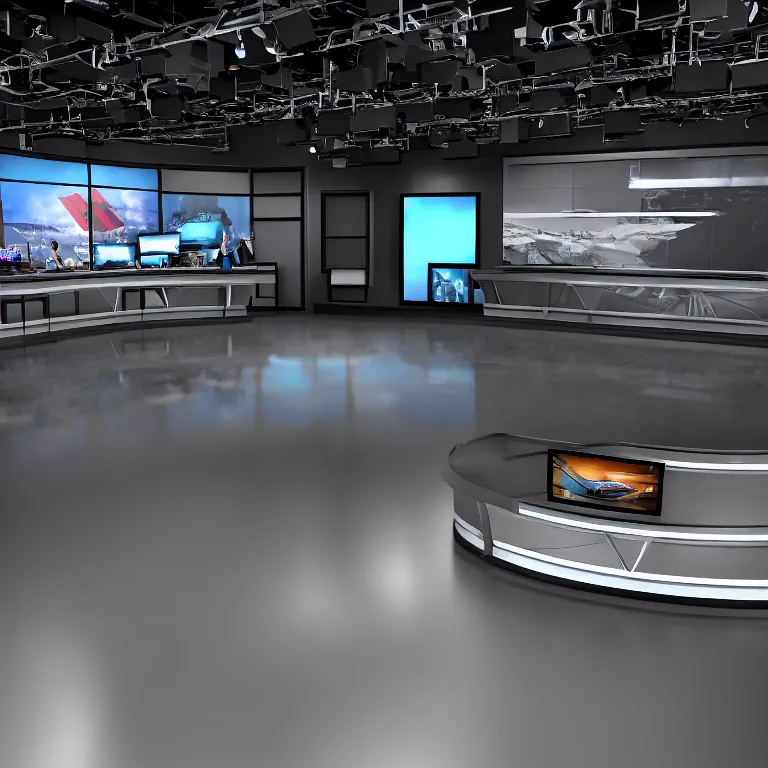 Image similar to TV news studio background, unreal engine, hyper realism, high detailed, 8k,