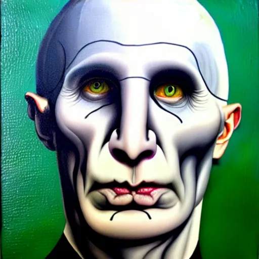 Prompt: voldemort flat nose artgem highly detailed oil on canvas