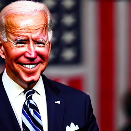 Image similar to Joe Biden with colorful clown makeup all over his face