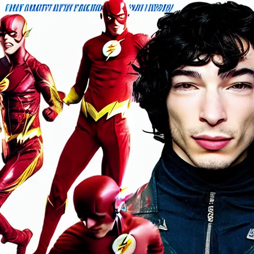 Image similar to ezra miller as flash left the cineman, trending on hollywood reporter