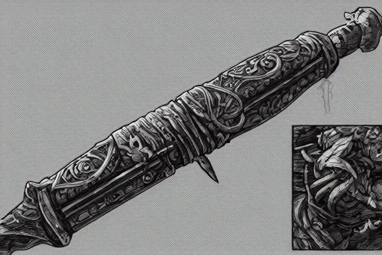 Image similar to haunted saber sword, one object, closetup, artstation, intricate