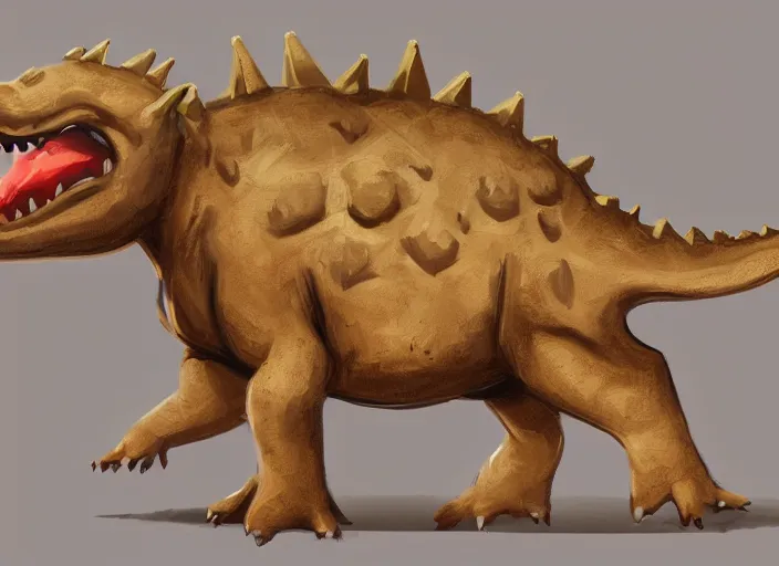 Image similar to character design for a cute triceratops made by pieces of cookies for kids game, oil painting by jama jurabaev, extremely detailed, brush hard, artstation, for aaa game, high quality, brush stroke