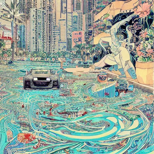 Image similar to gta : dubai, by james jean