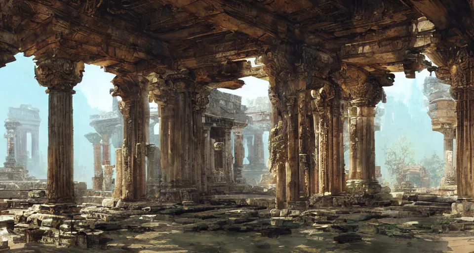 Temple Ruin Interior Background