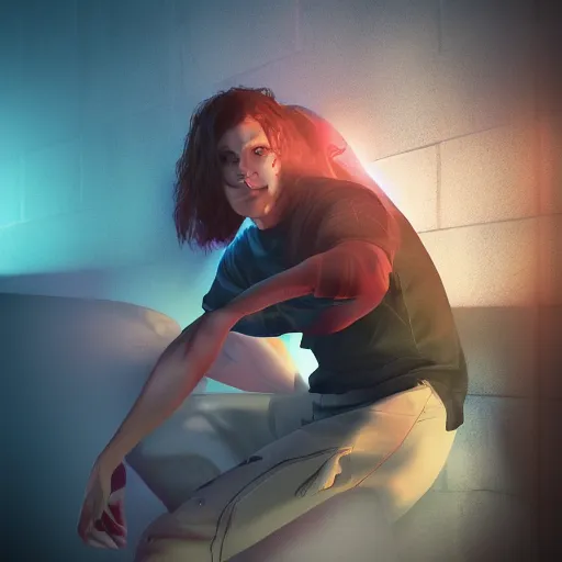Prompt: michael Lessard from the contortionist, artgerm, octane render, inspired by Greg rutkowski, colorful, studio lighting, full body,