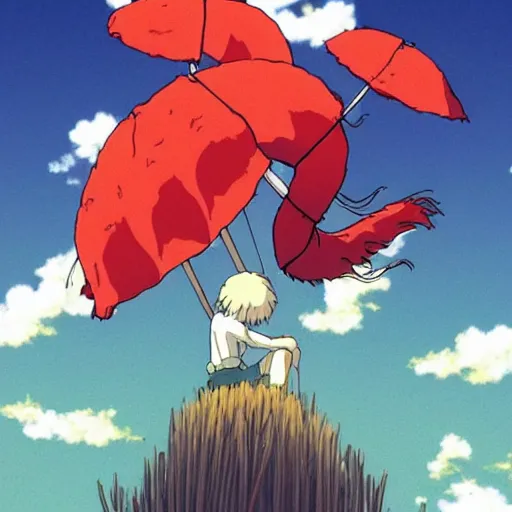 Image similar to Gorgeous wallpaper from Studio Ghibli’s “My friend the Red Lobster”