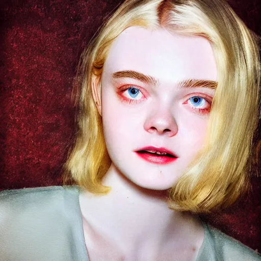 Prompt: portrait of Elle Fanning by Adam Adamowicz in the style of Fallout 3, Kodak Kodachrome film