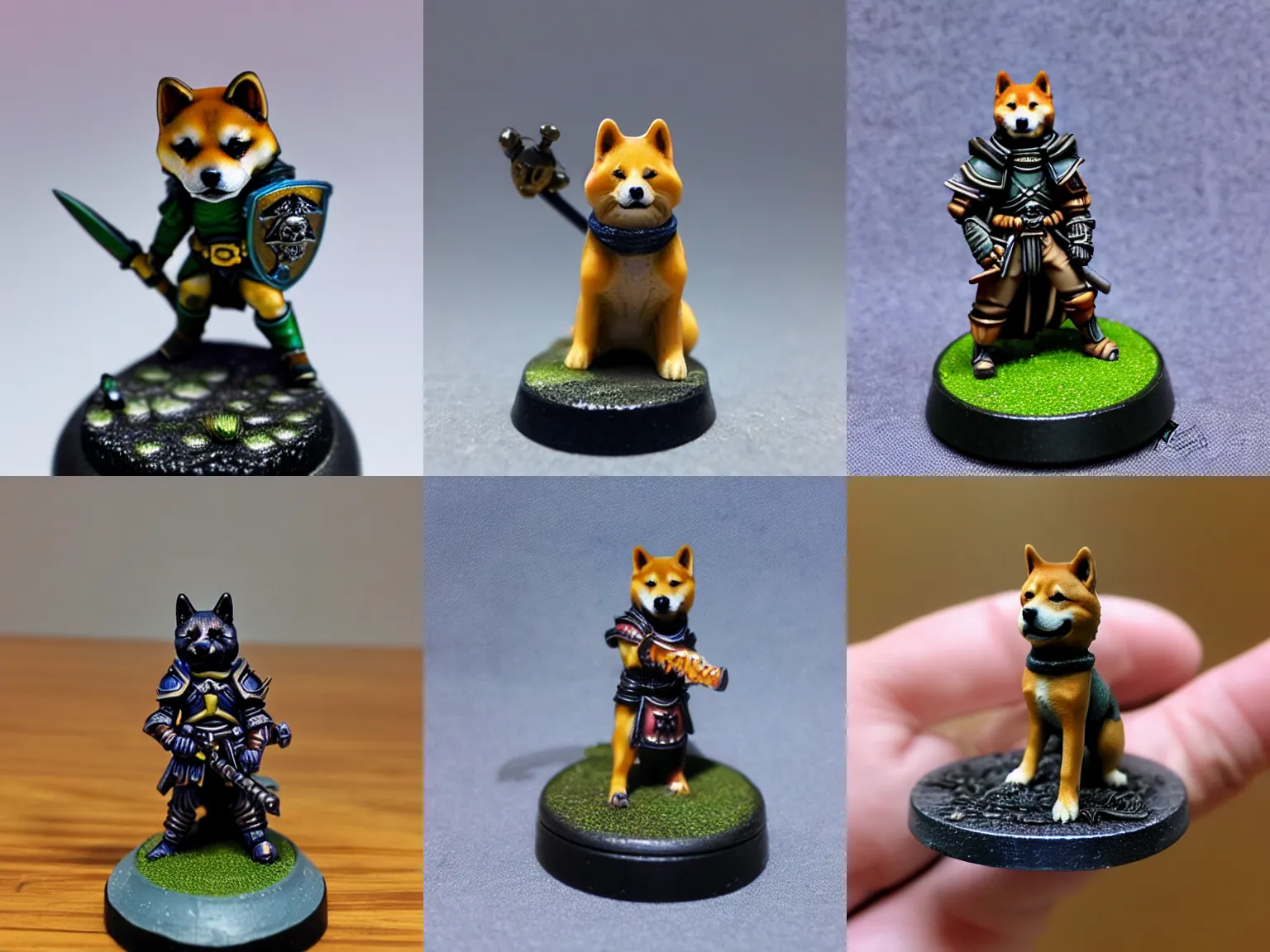 Prompt: a shiba inu, resin miniature, 2 8 mm heroic scale, games workshop, deity, citadel colour, glowing eyes, osl, nmm, r / paintedminis, round base, fantasy ttrpg villain, dungeons and dragons, reaper minis