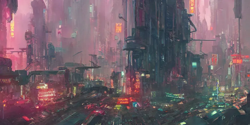 Image similar to concept art of a cyberpunk obon festival, grimy, gritty, blade runner 2 0 4 9, trending on artstation, award winning painting, cgi, art by john berkey and anton fadeev and john howe and simon stalenhag and greg rutkowski