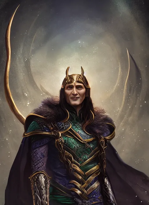 Image similar to norse loki folklore ultra detailed fantasy, elden ring, realistic, dnd character portrait, full body, dnd, rpg, lotr game design fanart by concept art, behance hd, artstation, deviantart, global illumination radiating a glowing aura global illumination ray tracing hdr render in unreal engine 5