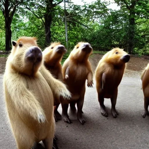 Image similar to capybaras in a barbershop quartet,