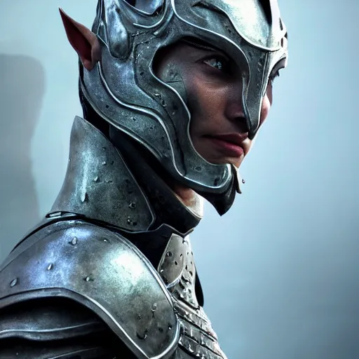 Prompt: hyperrealistic mixed media image of daedra armor skyrim, stunning 3 d render inspired art by greg rutkowski and xiang duan and thomas eakes, perfect facial symmetry, flesh texture, realistic, highly detailed attributes and atmosphere, dim volumetric cinematic lighting, 8 k octane detailed render, post - processing, masterpiece,