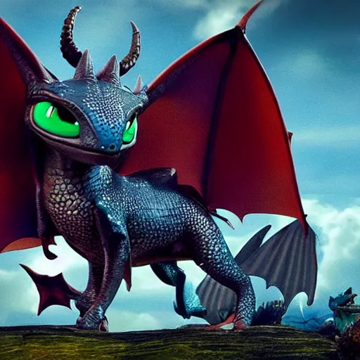 Image similar to movie clip of dragon with mantaray wings and a stingray tail made of stars in an old viking village filled with vikings and other dragons going about their day, cgi, in the style of how to train your dragon, cinematic, high resolution, cgi