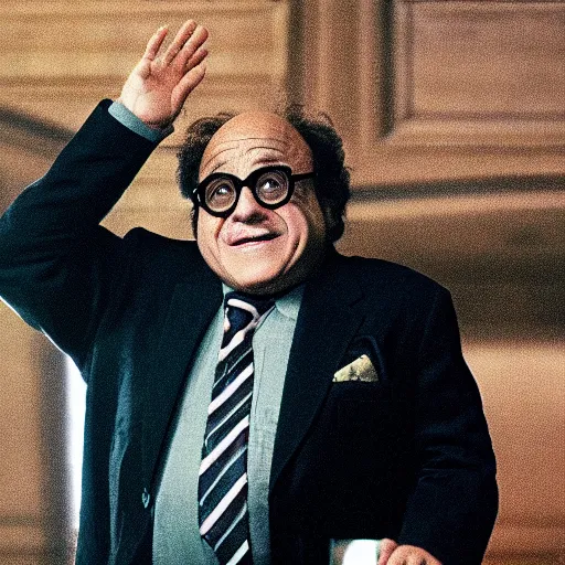 Image similar to danny devito starting in the man spider movie, 8 k, movie still