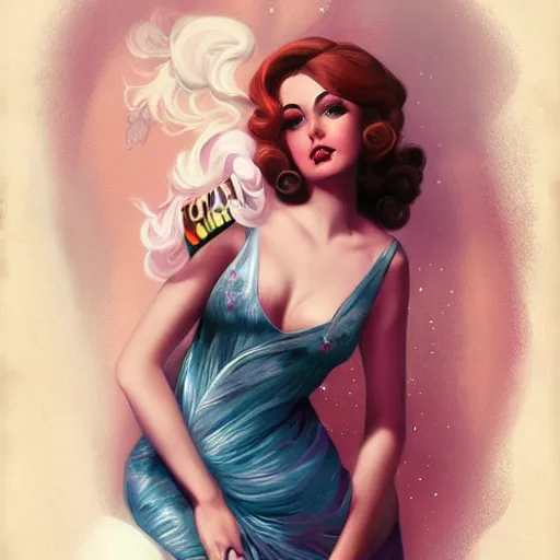 Prompt: a retro pinup by charlie bowater and anna dittmann and olivia de berardinis.