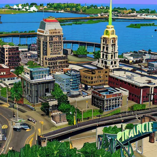 Image similar to providence, rhode island in the style of gta 5