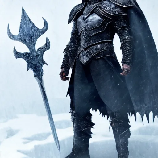 Image similar to Henry Cavill is arthas menethil the lich king realistic concept art