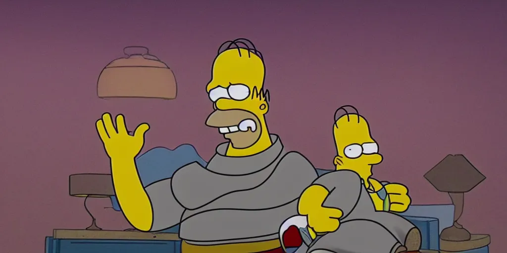 Image similar to Homer Simpson as a boss in Elden Ring, dark and ominous, lightning, RTX 3080