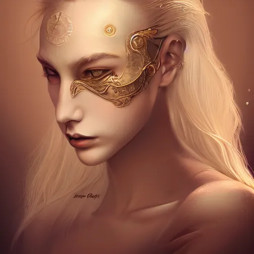 Prompt: human portrait, ethereal, face, crystal, intrincate, cgsociety, devianart, ornate, maximalist, fine art, golden details