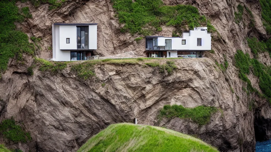 Image similar to house built on the side of a cliff, award winning photo