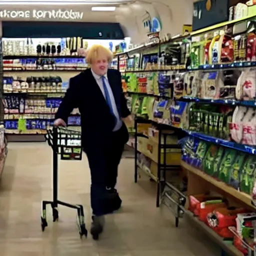 Image similar to cctv footage of Boris Johnson shoplifting