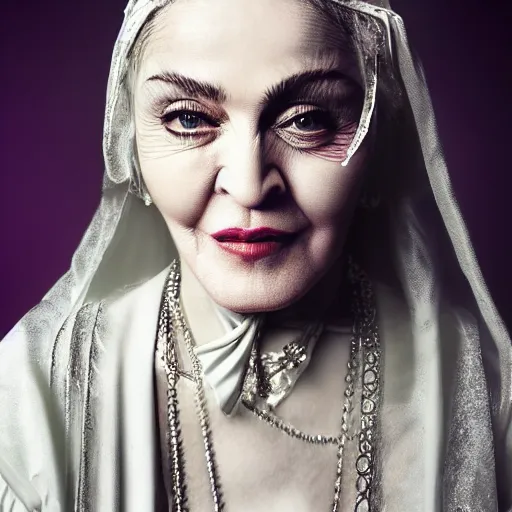 Prompt: madonna as old lady witch, high resolution, smooth, fine details, 4 k, aesthetic lighting, baroque content, sharp focus, justify content center, hyperdetailed content, professional photography, sharp focus, wet, pullitzer winning, by karah mew and adnan abidi and jodie bateman, rgb color, delete duplicate content