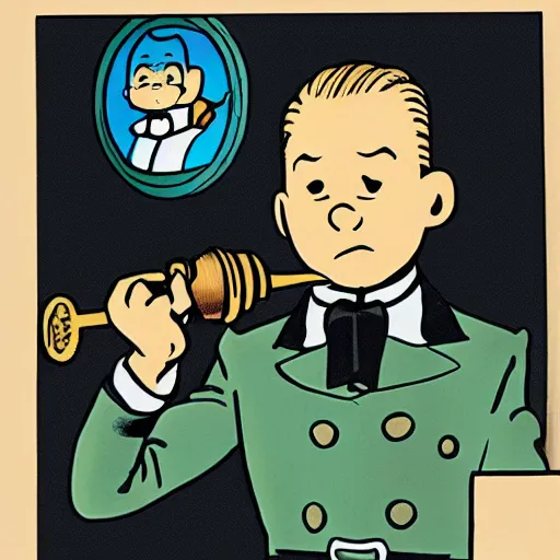 Prompt: tintin comic with character wearing a monocle