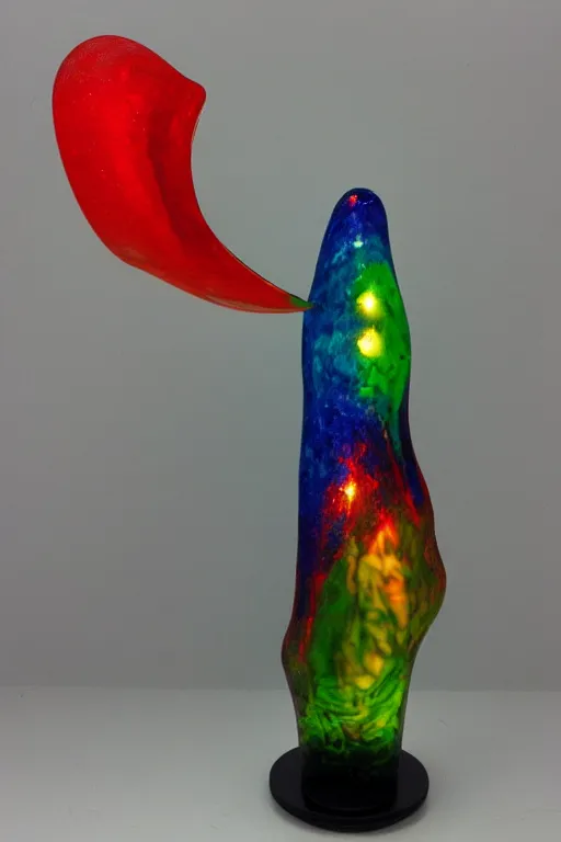 Prompt: a 3 d blown glass sculpture of a 1 9 8 0's lava lamp