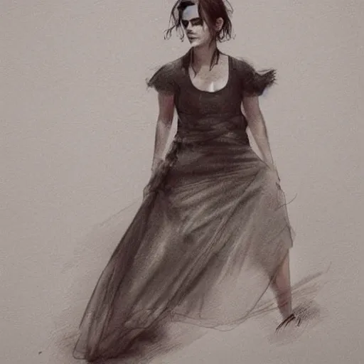 Image similar to emma watson, full body, by jean - baptiste monge