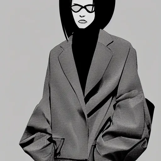 Image similar to balenciaga vetements fashion influencer character minimalistic illustration. popular on pixiv