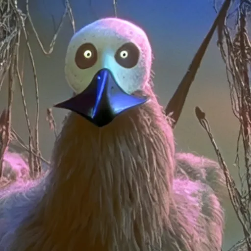 Prompt: screen capture of a dodo bird in Nightmare Before Christmas