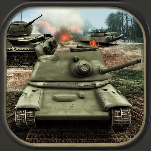 Prompt: world war 2 eastern front tank battle, realistic