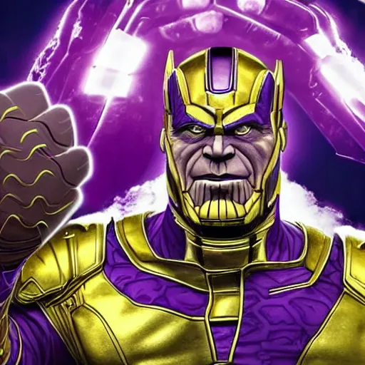 Prompt: nick saban as thanos with the gauntlet and infinity stones, championship rings, alabama colors, crimson tide, portrait, intricate, ray tracing, photorealistic, high detail