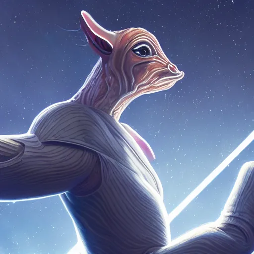 Image similar to the second coming of jar jar binks by dan mumford, yusuke murata, makoto shinkai, ross tran, cosmic, heavenly, god rays, intricate detail, cinematic, 8 k, cel shaded, unreal engine, featured on artstation, pixiv