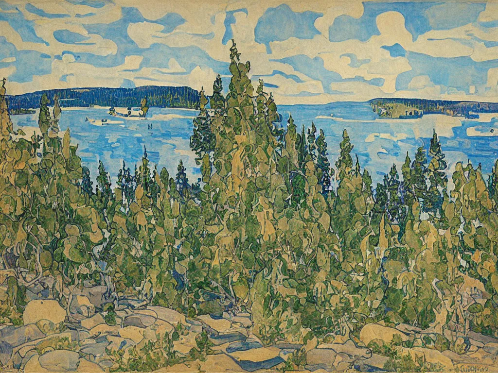 Image similar to a beautiful landscape painting by arthur lismer, trending on arstation