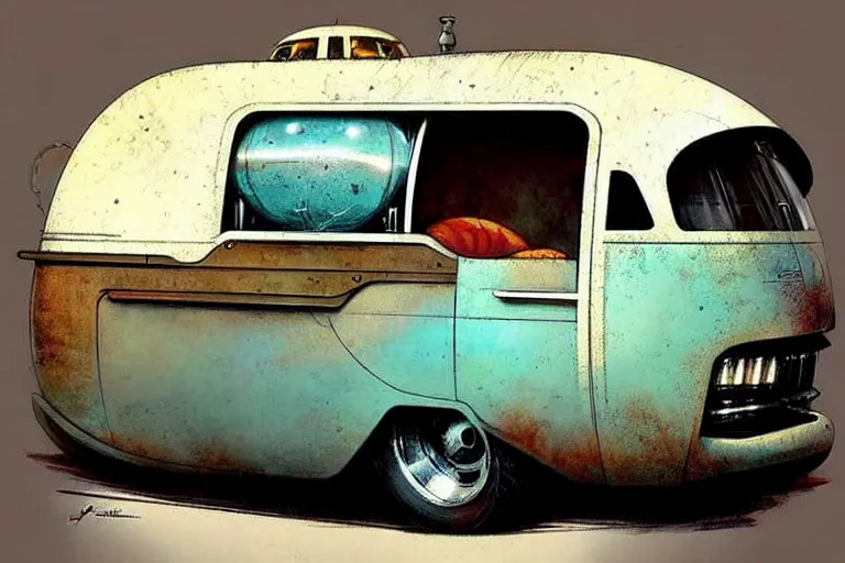 Image similar to ( ( ( ( ( 1 9 5 0 s retro science fiction rv ratrod camper. muted colors. ) ) ) ) ) by jean - baptiste monge!!!!!!!!!!!!!!!!!!!!!!!!!!!!!!