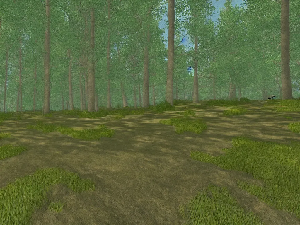 Prompt: Estonian nature as a PS1 first person video game