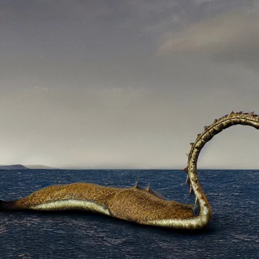 Prompt: Loch Ness Monster, realistic, extremly detailed, 8k, sharp, photo