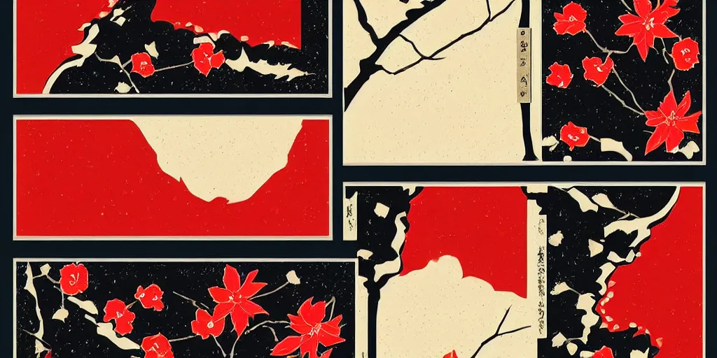 Prompt: hanafuda, 4 cards for january, matsu, trending on behance, concept art, stunning, matte