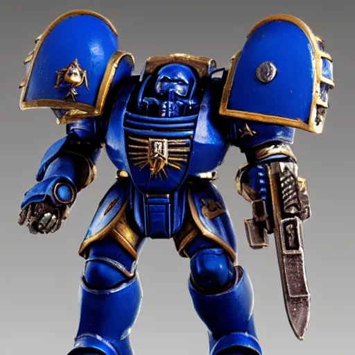 Image similar to hyper realistic warhammer 40k ultramarine