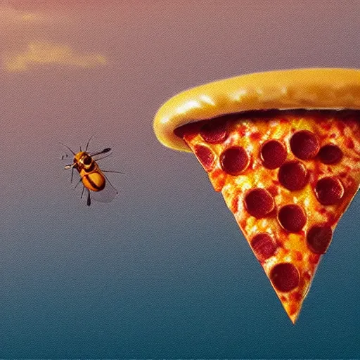Prompt: A pepperoni pizza floating as a fribee thru the sky, high detail digital art, artstation