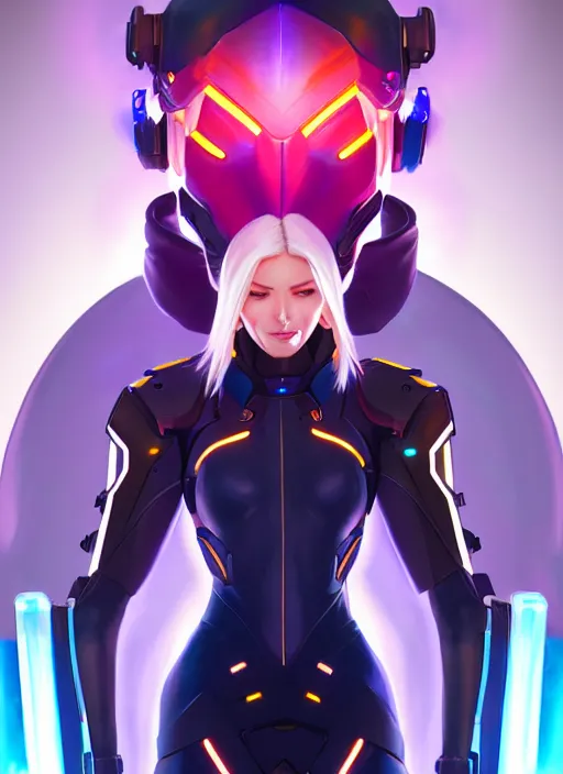 Image similar to symmetry portrait of mercy from overwatch as a male man, sci - fi, tech wear, glowing lights intricate, elegant, highly detailed, digital painting, artstation, concept art, smooth, sharp focus, illustration, art by artgerm and greg rutkowski and alphonse mucha