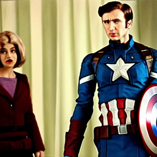 Image similar to film still of captain america in doctor who ( 1 9 7 5 )