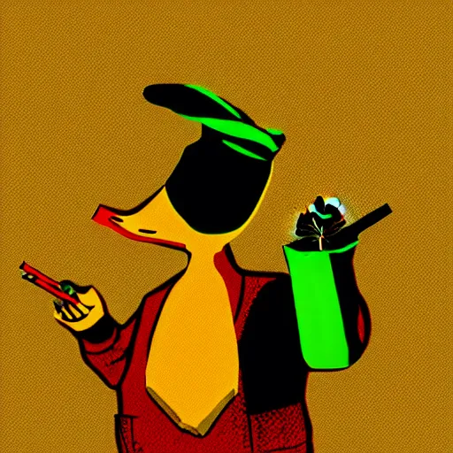Image similar to smoking duck smoking weed, smoking a joint, photo, joint in mouth, duck smoking, digital art, 8k