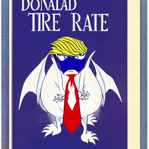 Image similar to Donald Trump plays his favorite card, the Blue Eyes White Dragon